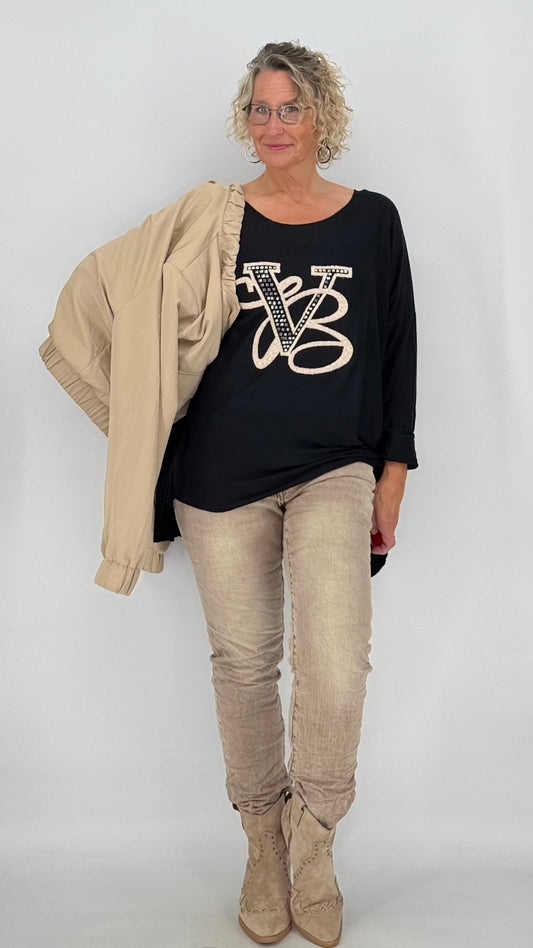 Sweatshirt in Schwarz mit Wollanteil