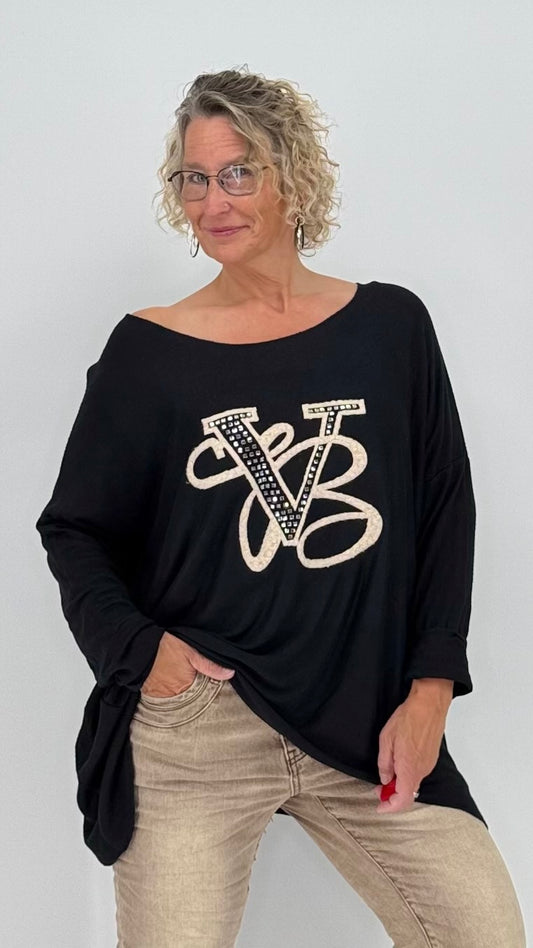 Sweatshirt in Schwarz mit Wollanteil