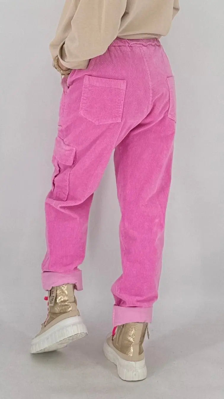 Cargohose im Cord - Look, creme, pink - By Elena FashionBy Elena Fashion
