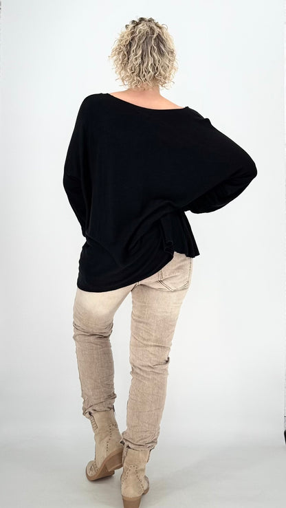 Sweatshirt in Schwarz mit Wollanteil