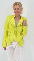 Lederjacke, rosa, zitronengelb, beige