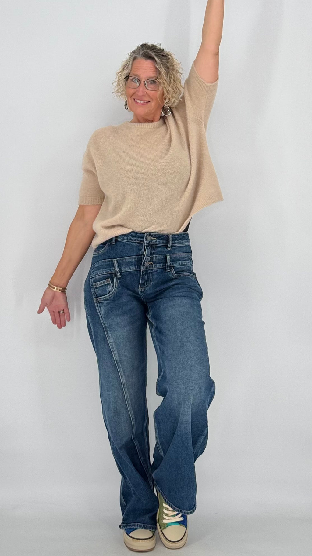 Wide-Leg Jeans, dunkelblau
