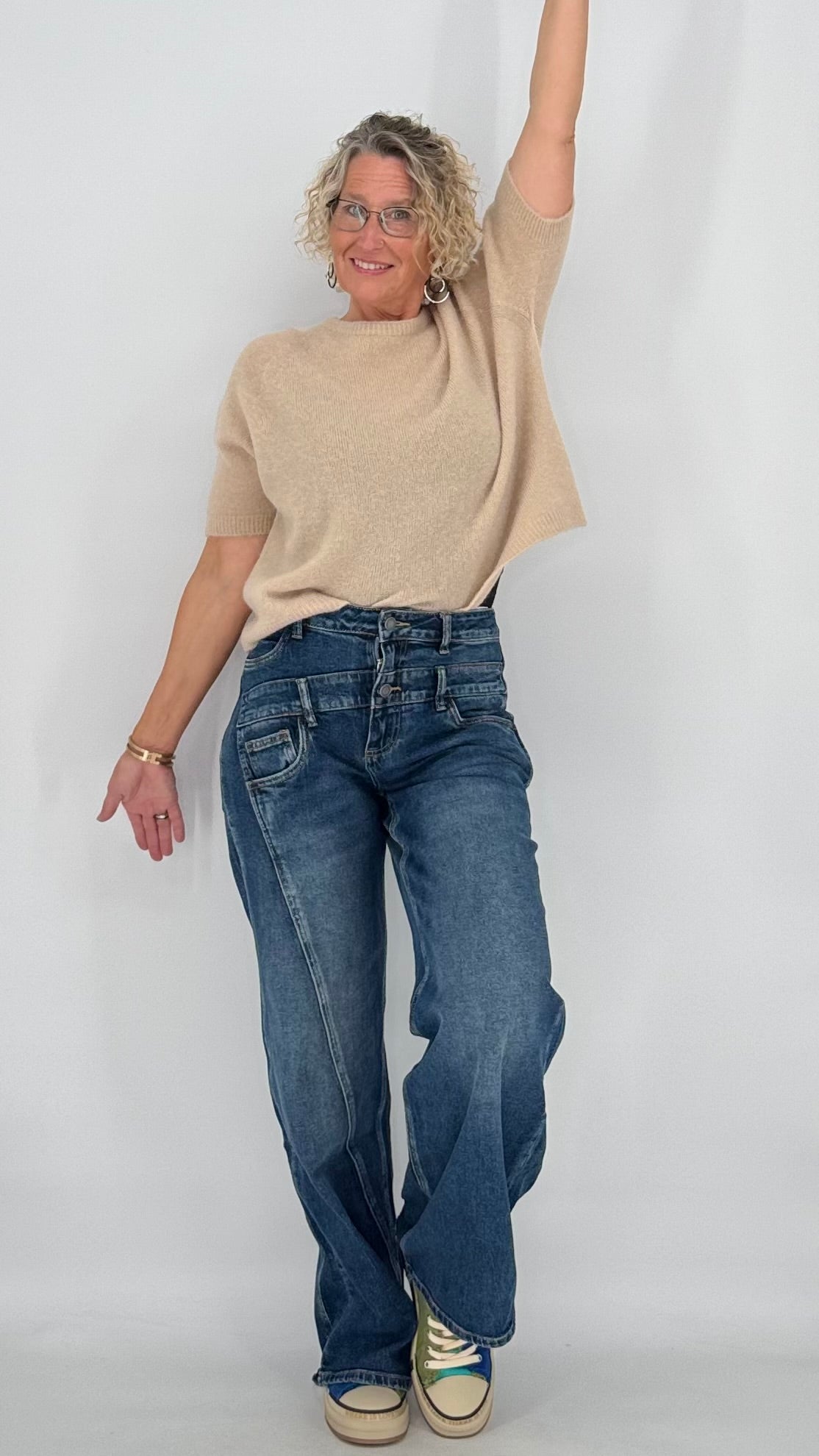 Wide-Leg Jeans, dunkelblau
