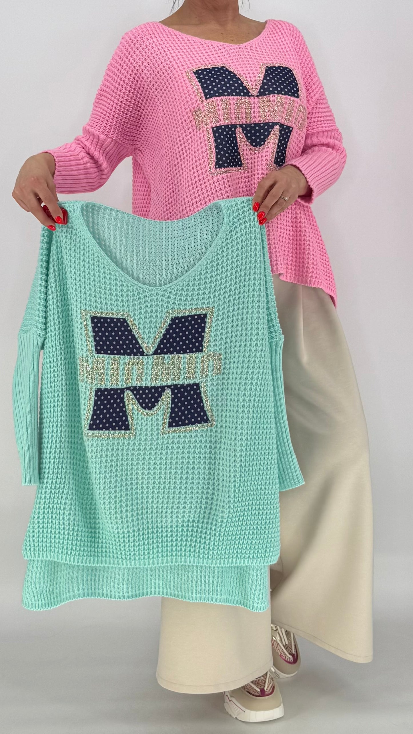 Netz Shirt "MM" rosa