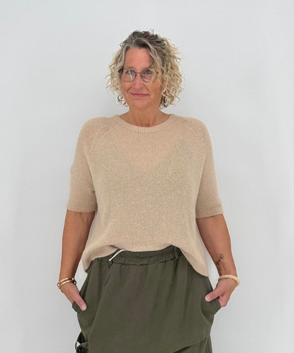 Pullover ESViViD Baby Alpaca kurzarm, beige