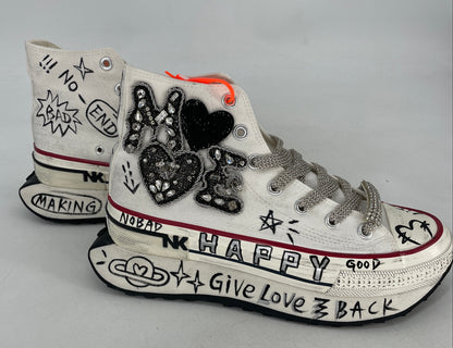 Sneaker NAN-KU , Plateau weiß"Happy"