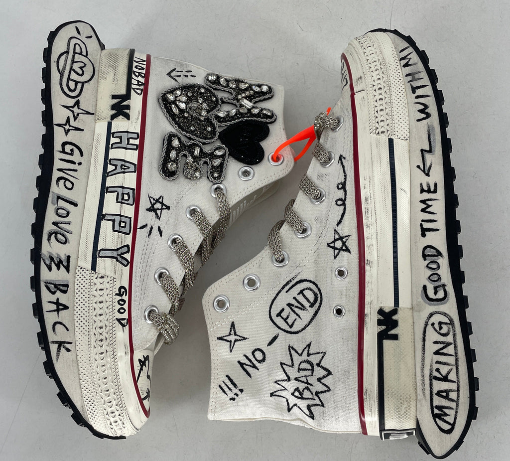 Sneaker NAN-KU , Plateau weiß"Happy"