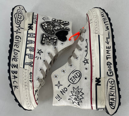 Sneaker NAN-KU , Plateau weiß"Happy"