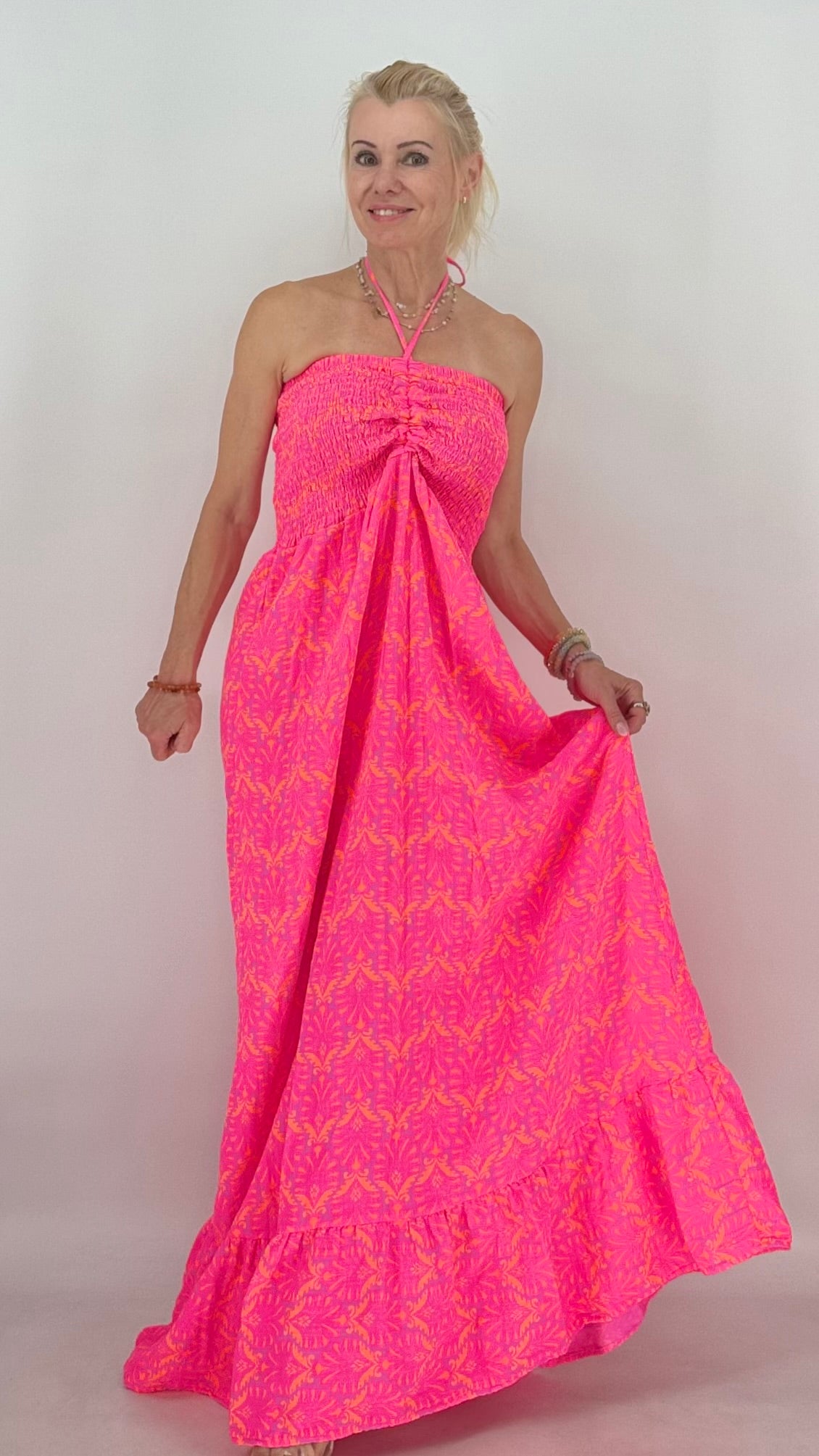 "Lisa" Maxi, Sommer Kleid, in Pink