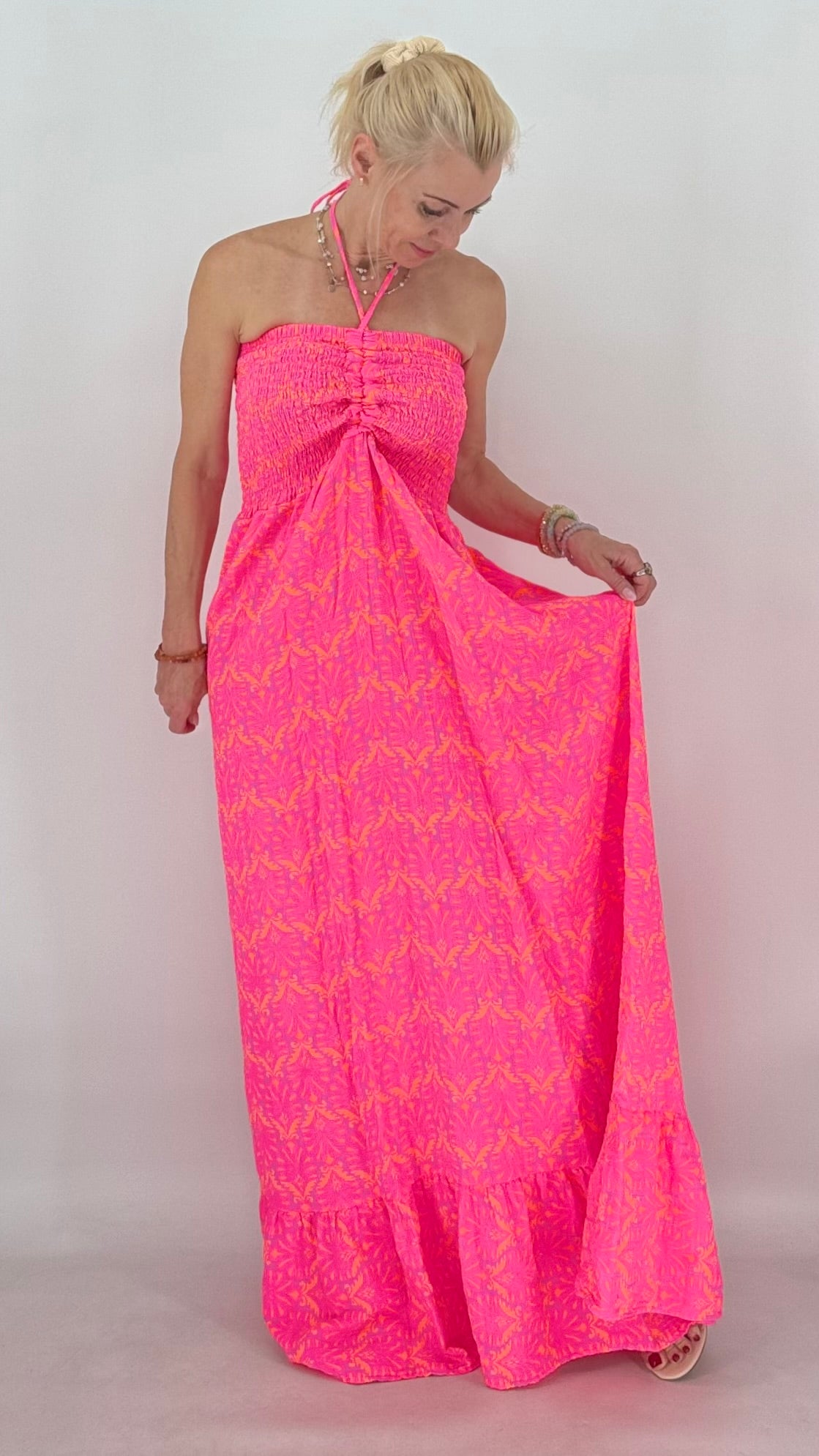 "Lisa" Maxi, Sommer Kleid, in Pink