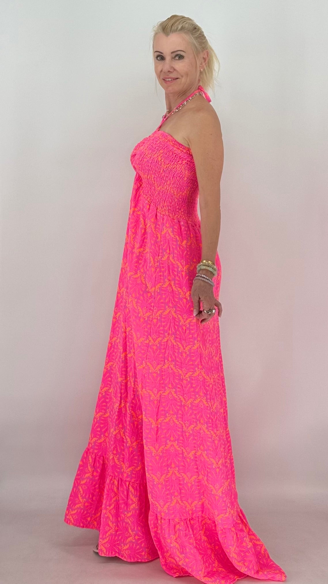 "Lisa" Maxi, Sommer Kleid, in Pink