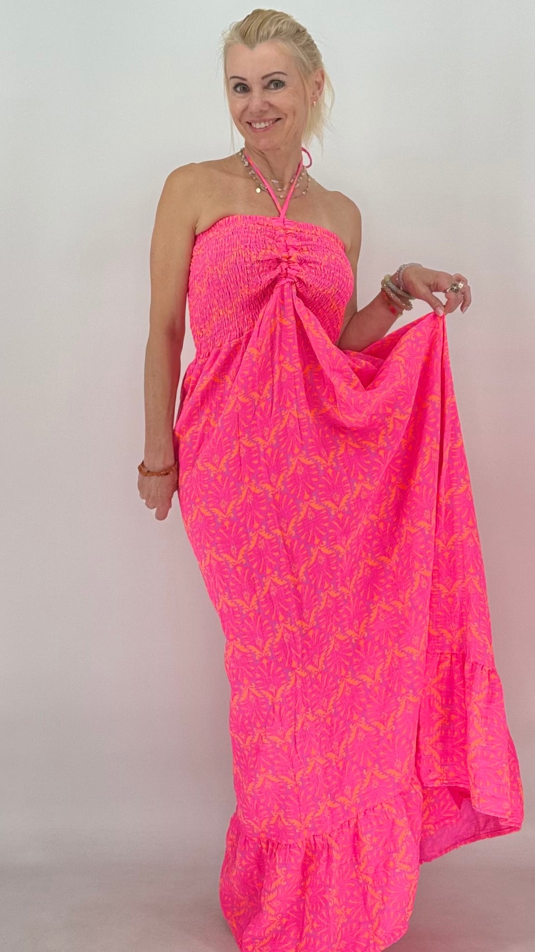 "Lisa" Maxi, Sommer Kleid, in Pink