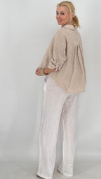 Leinen Bluse in Orange, in Creme, in Taupe