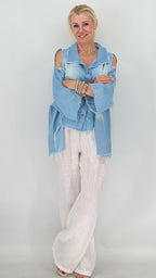 Bluse mit Cut Outs und ausgefranstem Abschluss