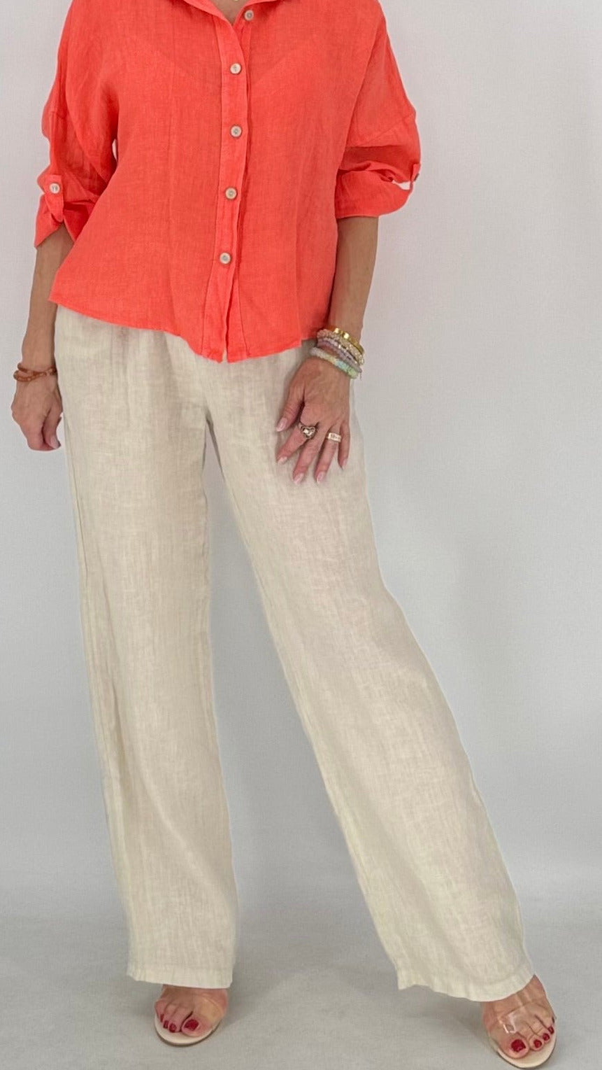 Leinen Hose in Creme