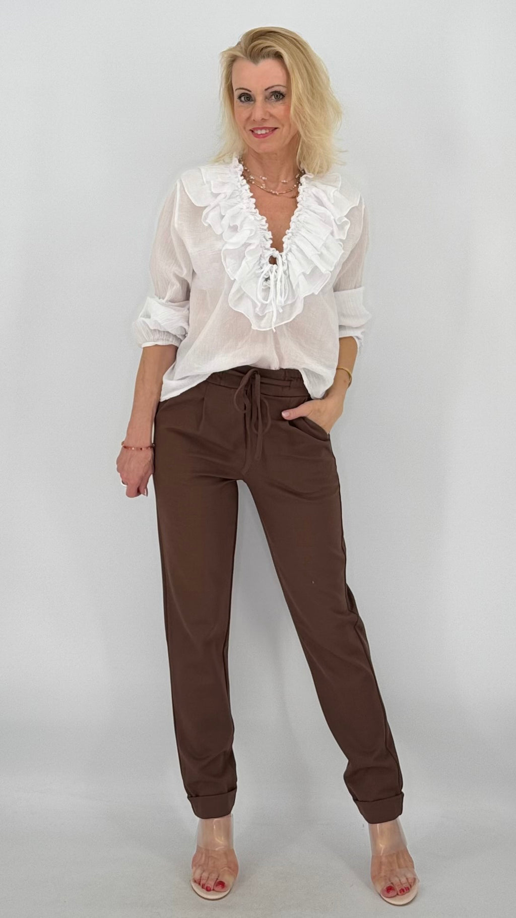 ESViViD Hose mit Umschlag, Schokoladenbraun