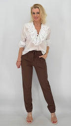 ESViViD Hose mit Umschlag, Schokoladenbraun