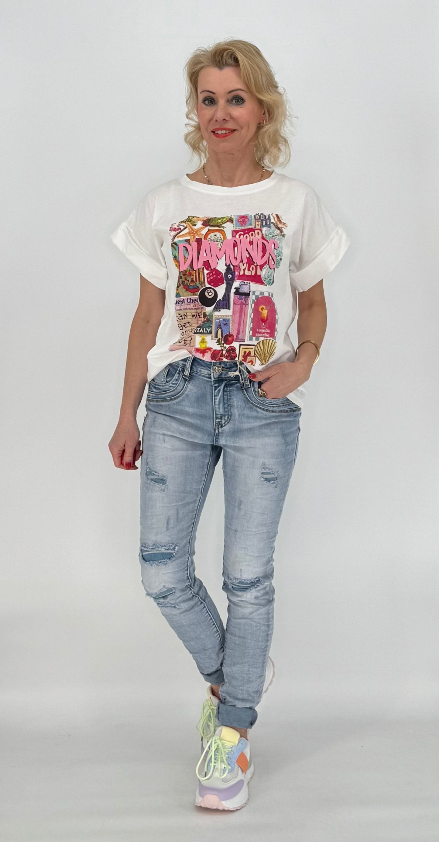 T-Shirt ESViViD "Diamonds" weiß