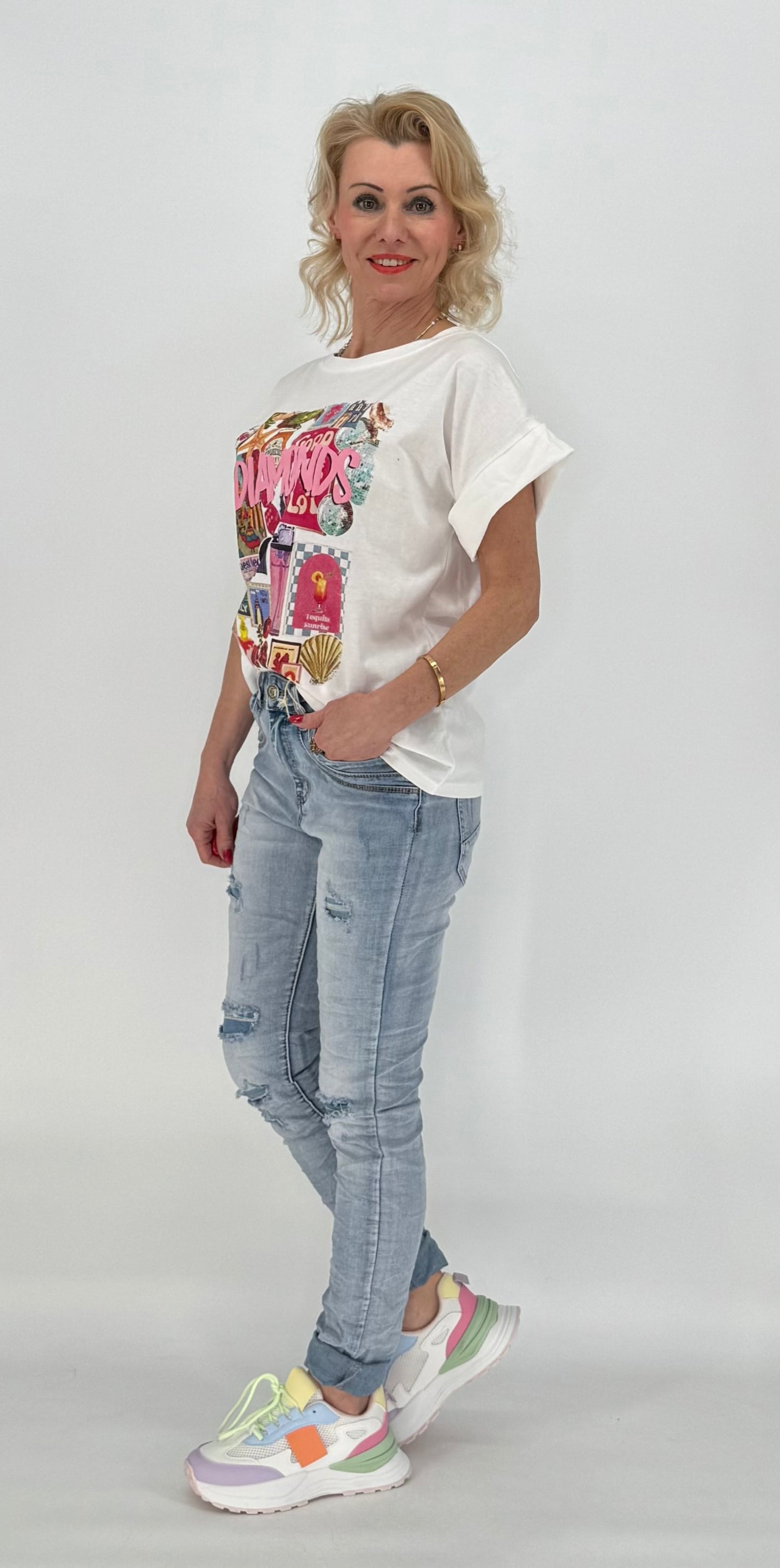 T-Shirt ESViViD "Diamonds" weiß