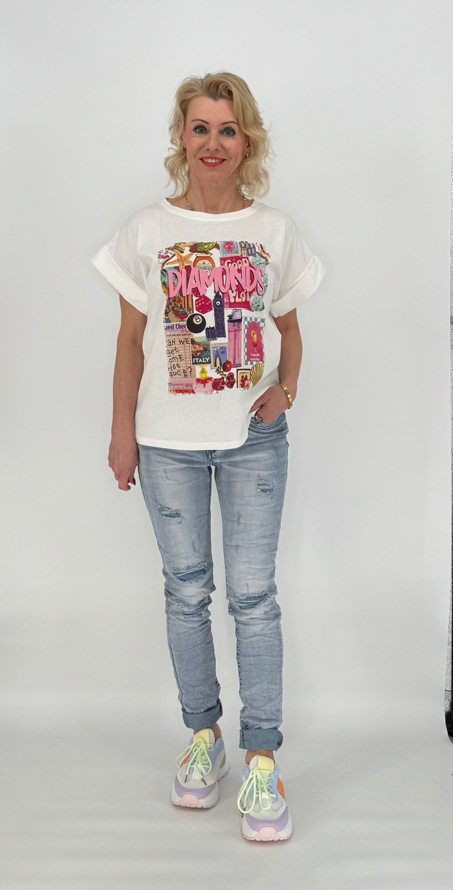 T-Shirt ESViViD "Diamonds" weiß