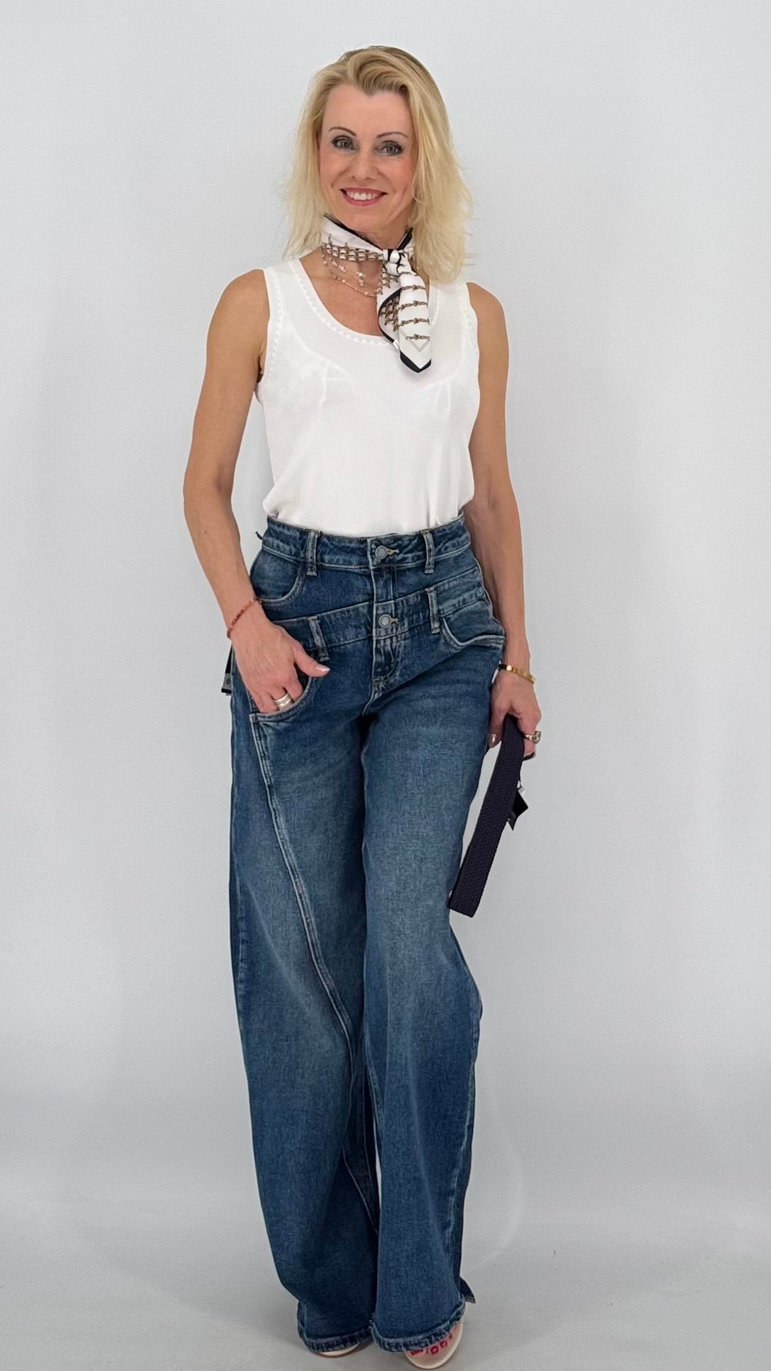 Wide-Leg Jeans, dunkelblau