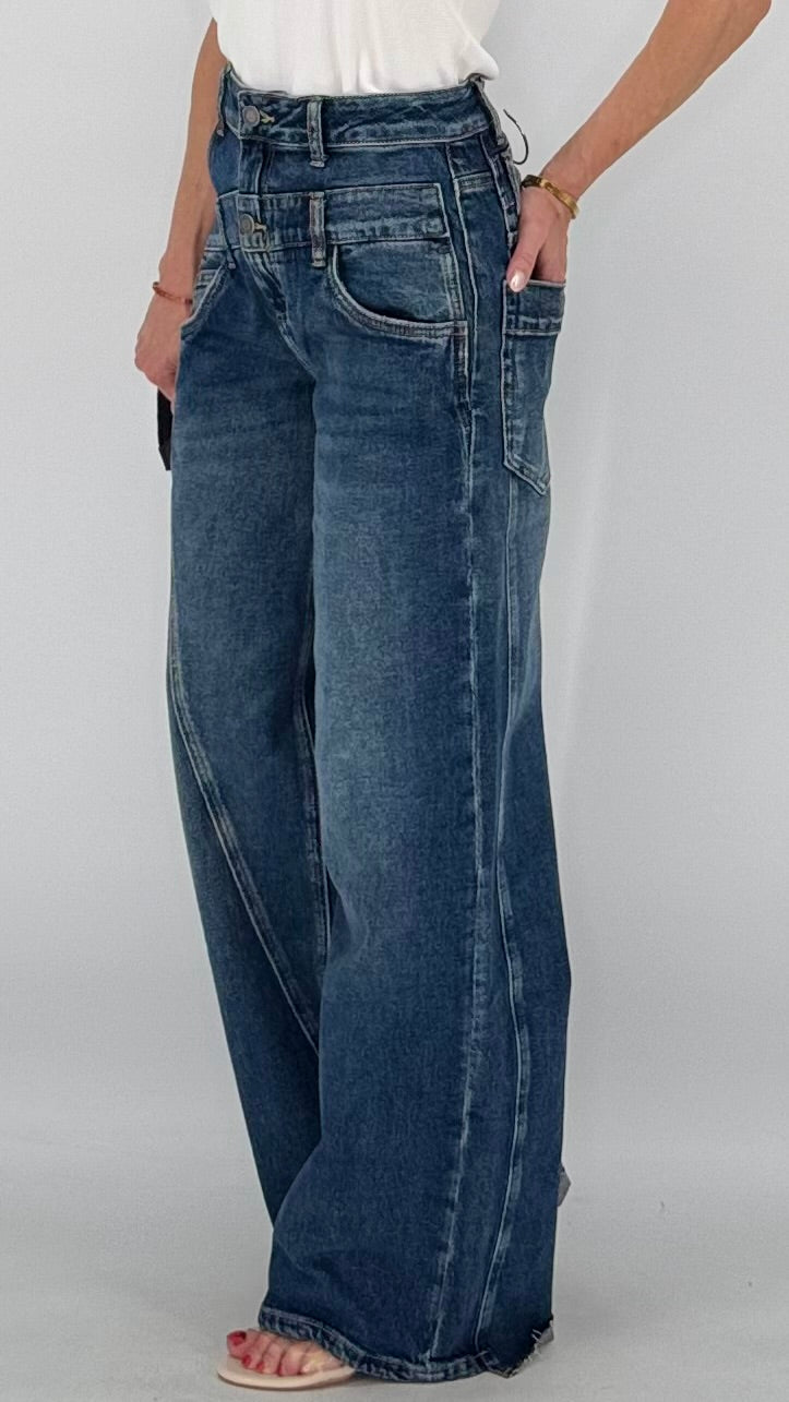Wide-Leg Jeans, dunkelblau