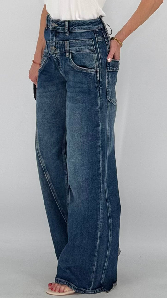 Wide-Leg Jeans, dunkelblau
