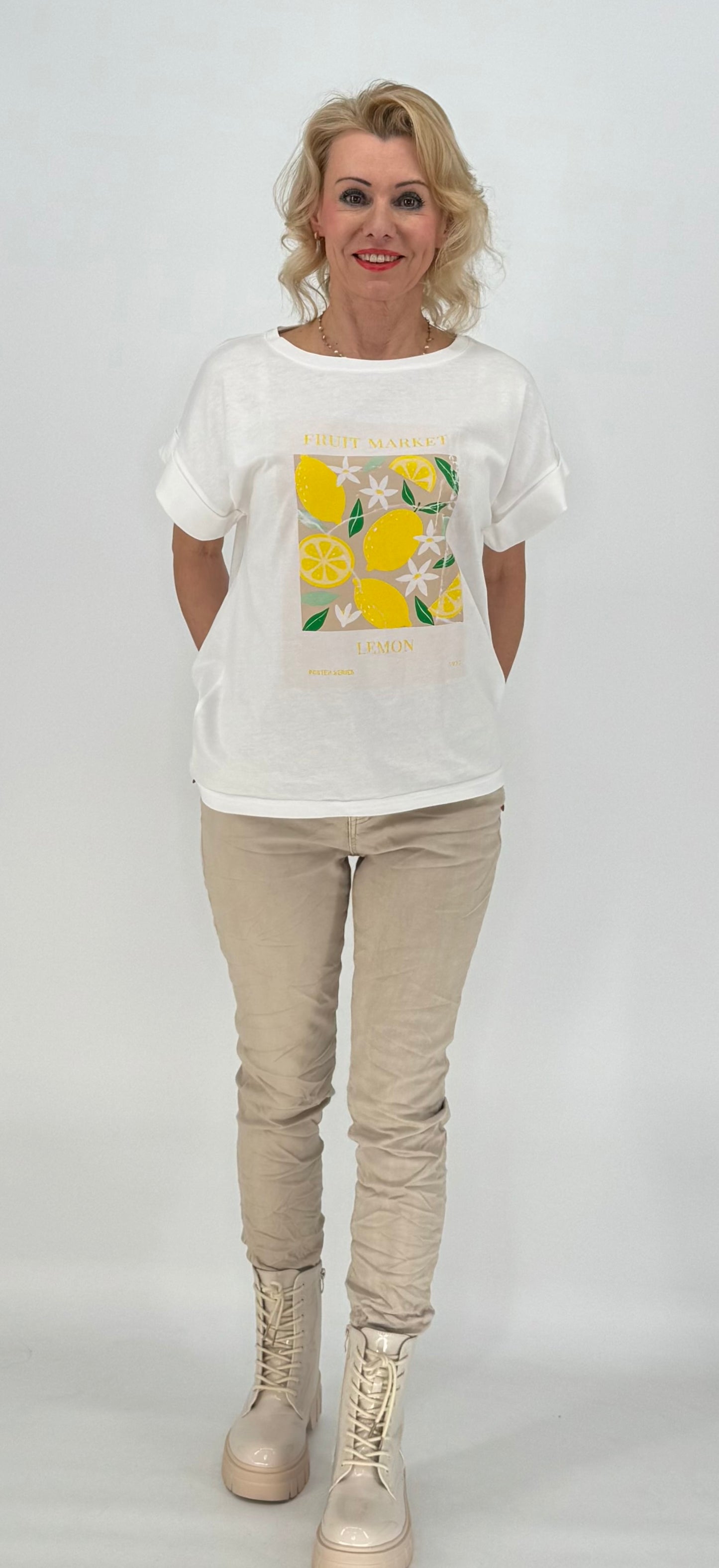 T-Shirt ESViViD "Zitrone" weiß