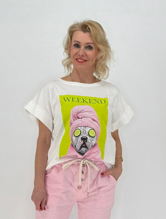 T-Shirt ESViViD "WEEKEND" weiß