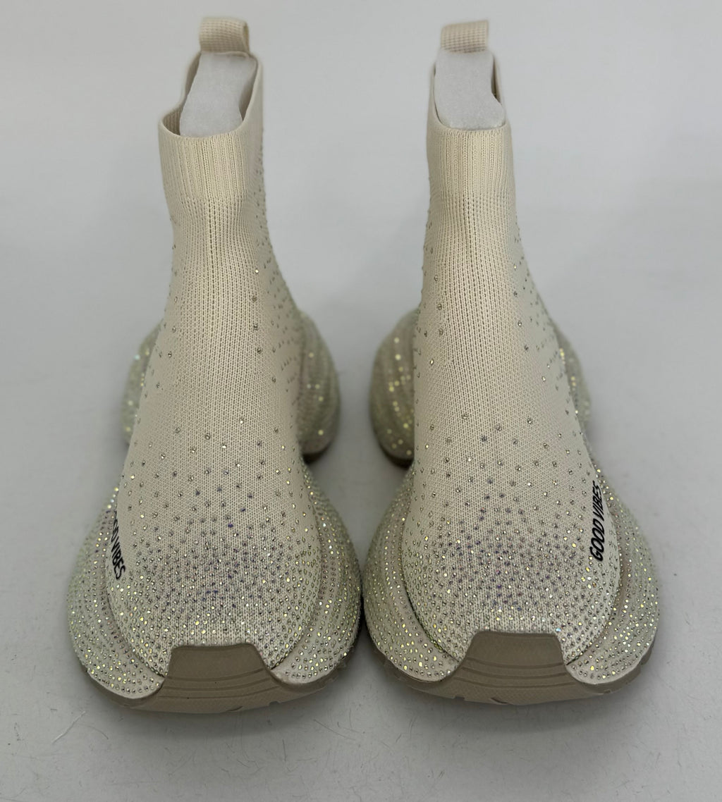 Sneaker Textil mit strasssteinen, creme