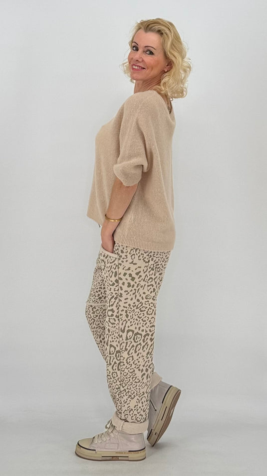 Jogpants Hose "Leo", beige/grün