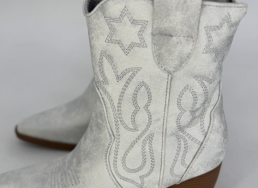 Stiefel, Cowboystiefel kurz silber DE326P