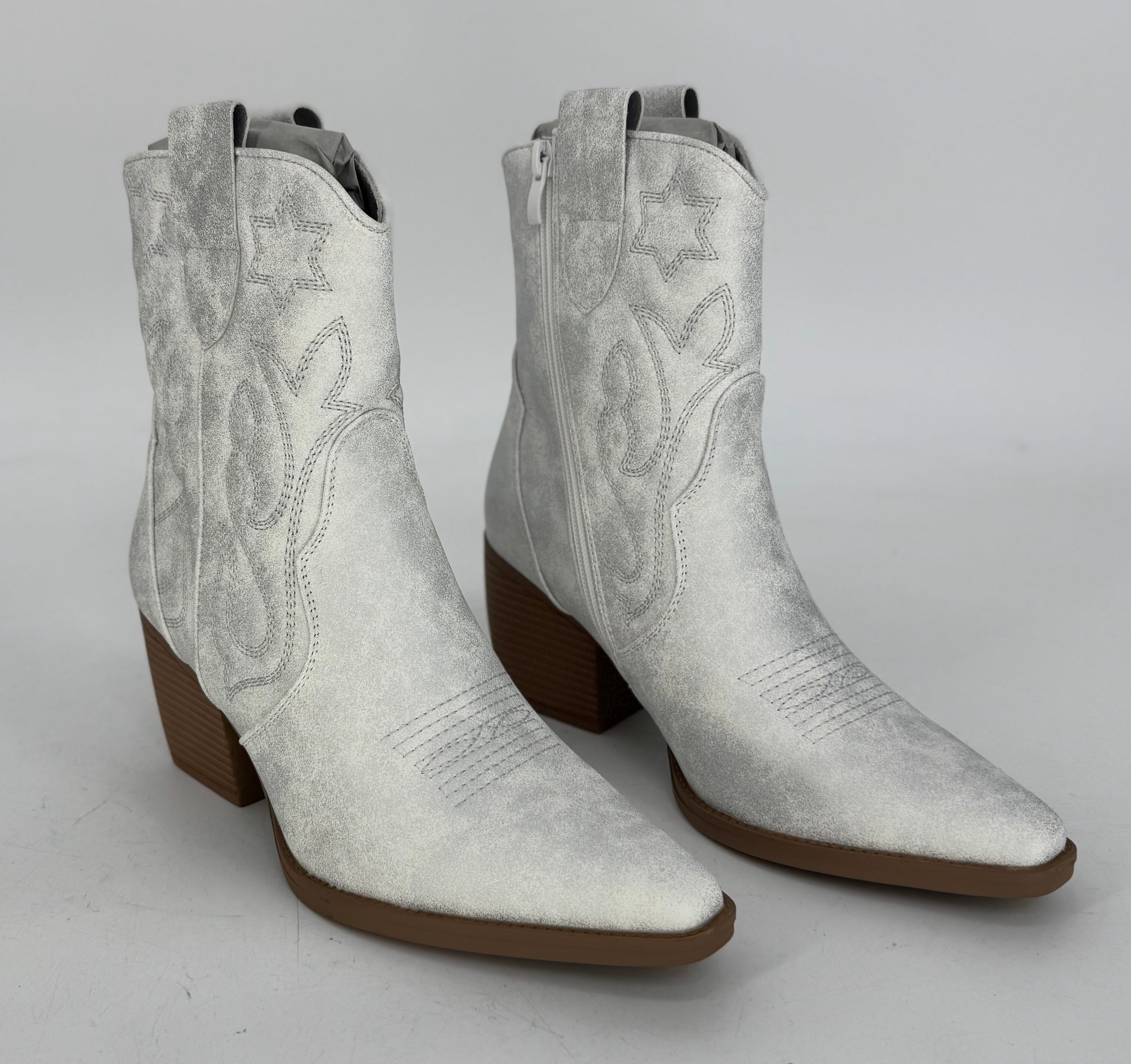 Stiefel, Cowboystiefel kurz silber DE326P