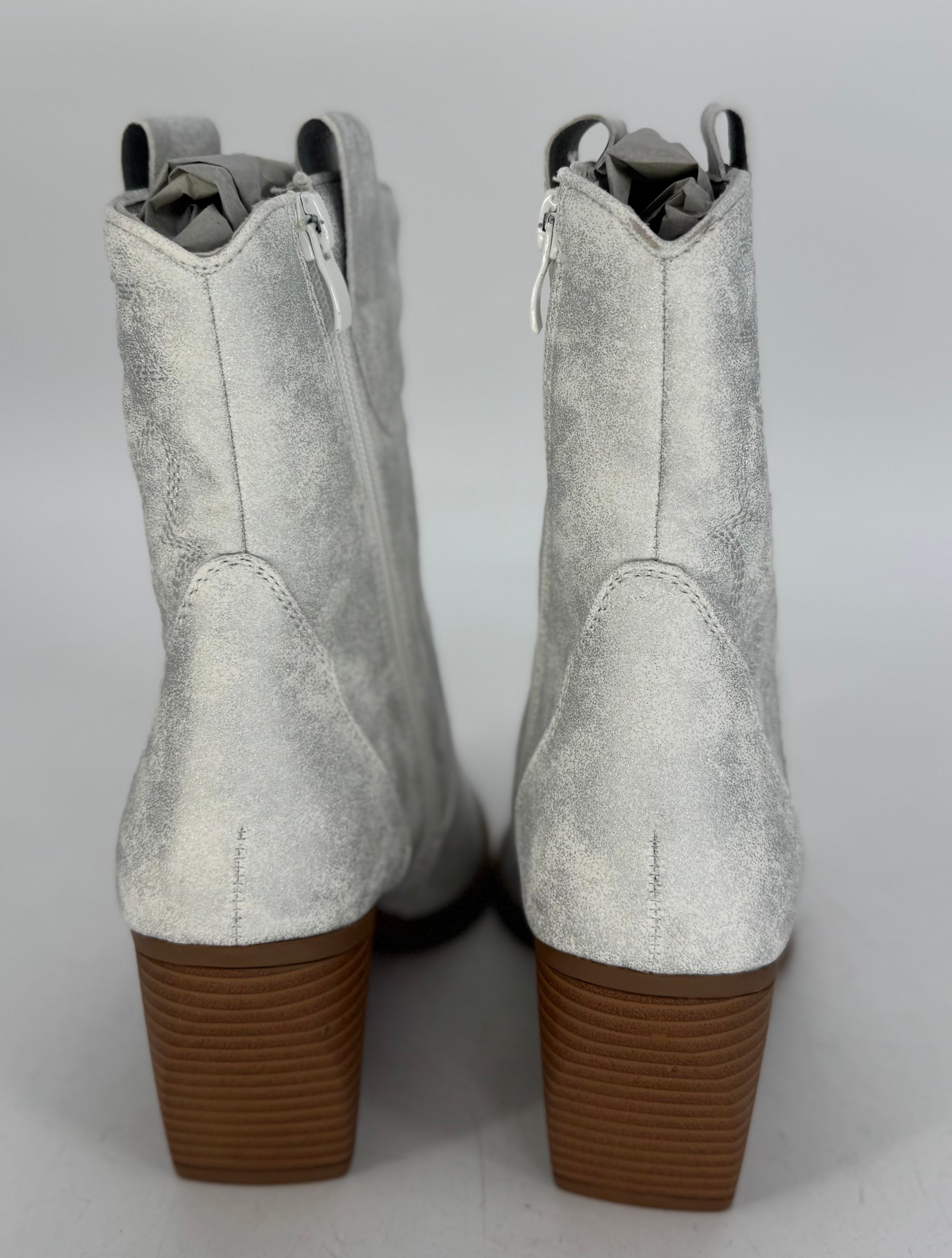 Stiefel, Cowboystiefel kurz silber DE326P