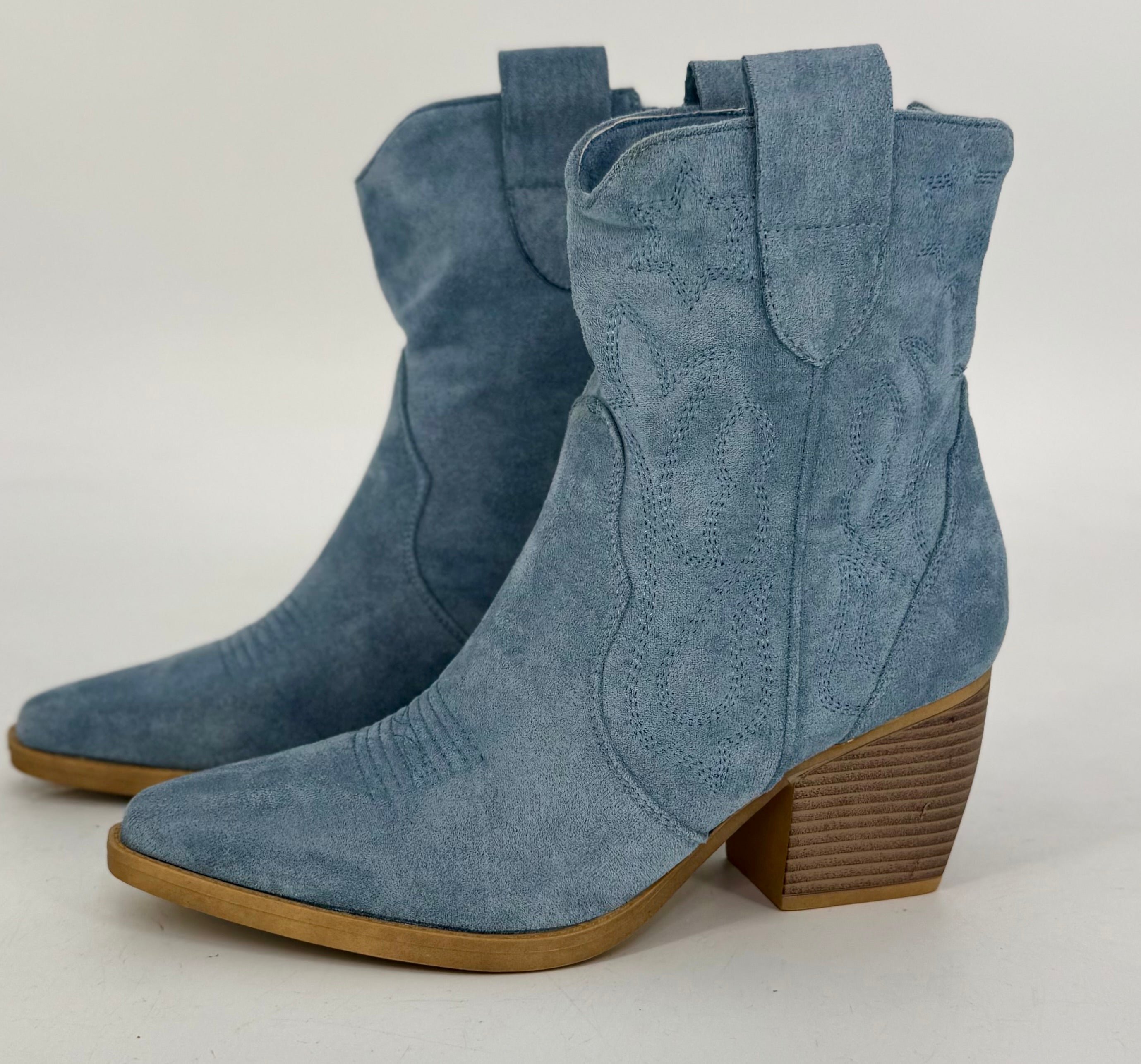 Stiefel, Cowboystiefel kurz blau DE326S