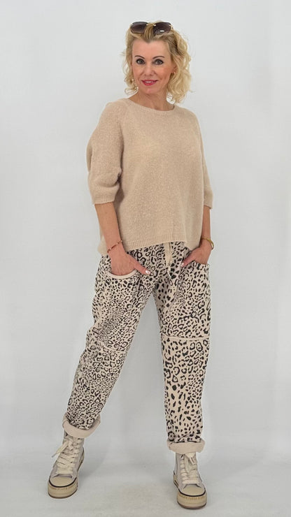 Jogpants Hose "Leo", beige/schwarz