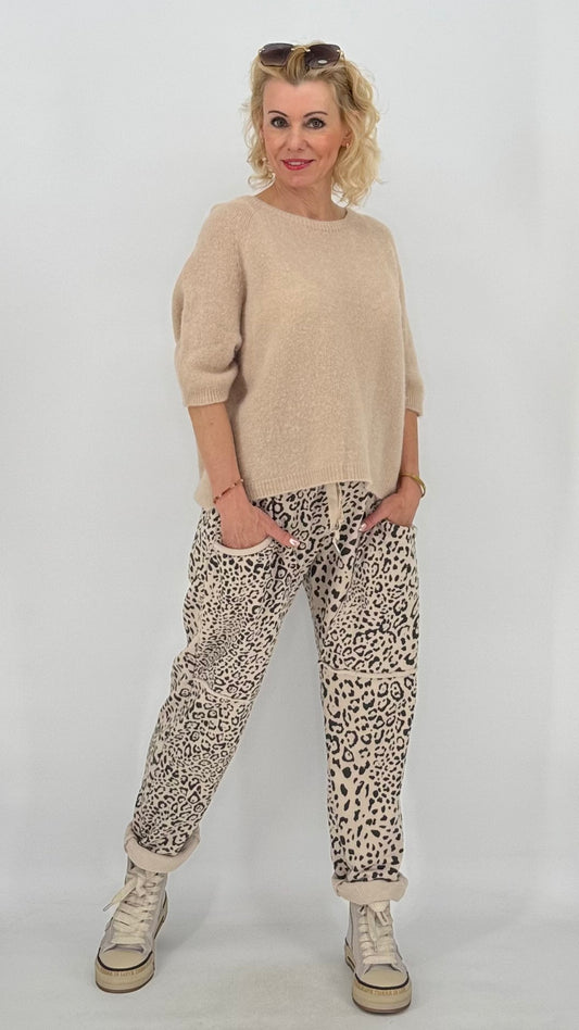 Jogpants Hose "Leo", beige/schwarz