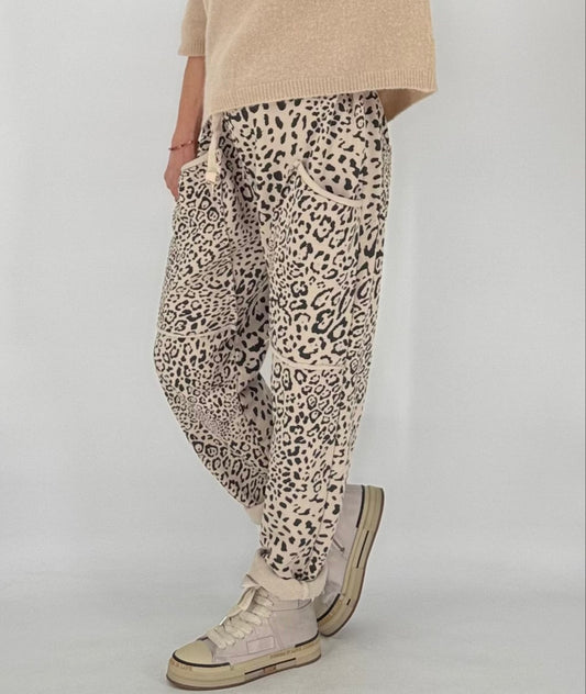 Jogpants Hose "Leo", beige/schwarz