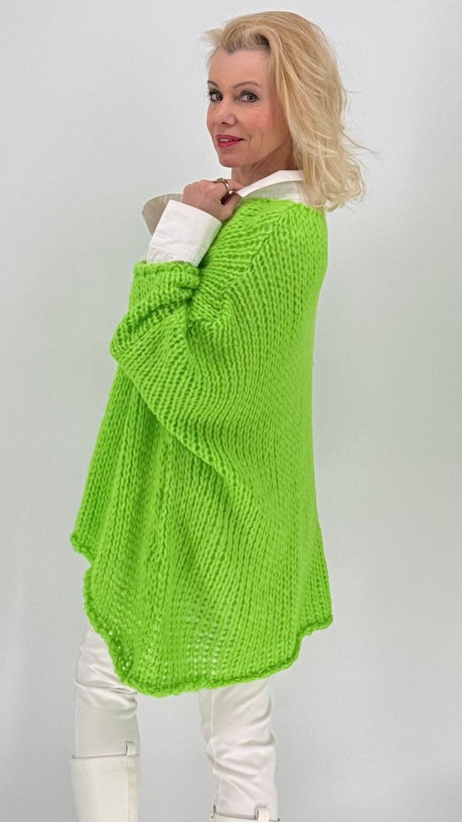 Pullover grobstrick, in blau, grün