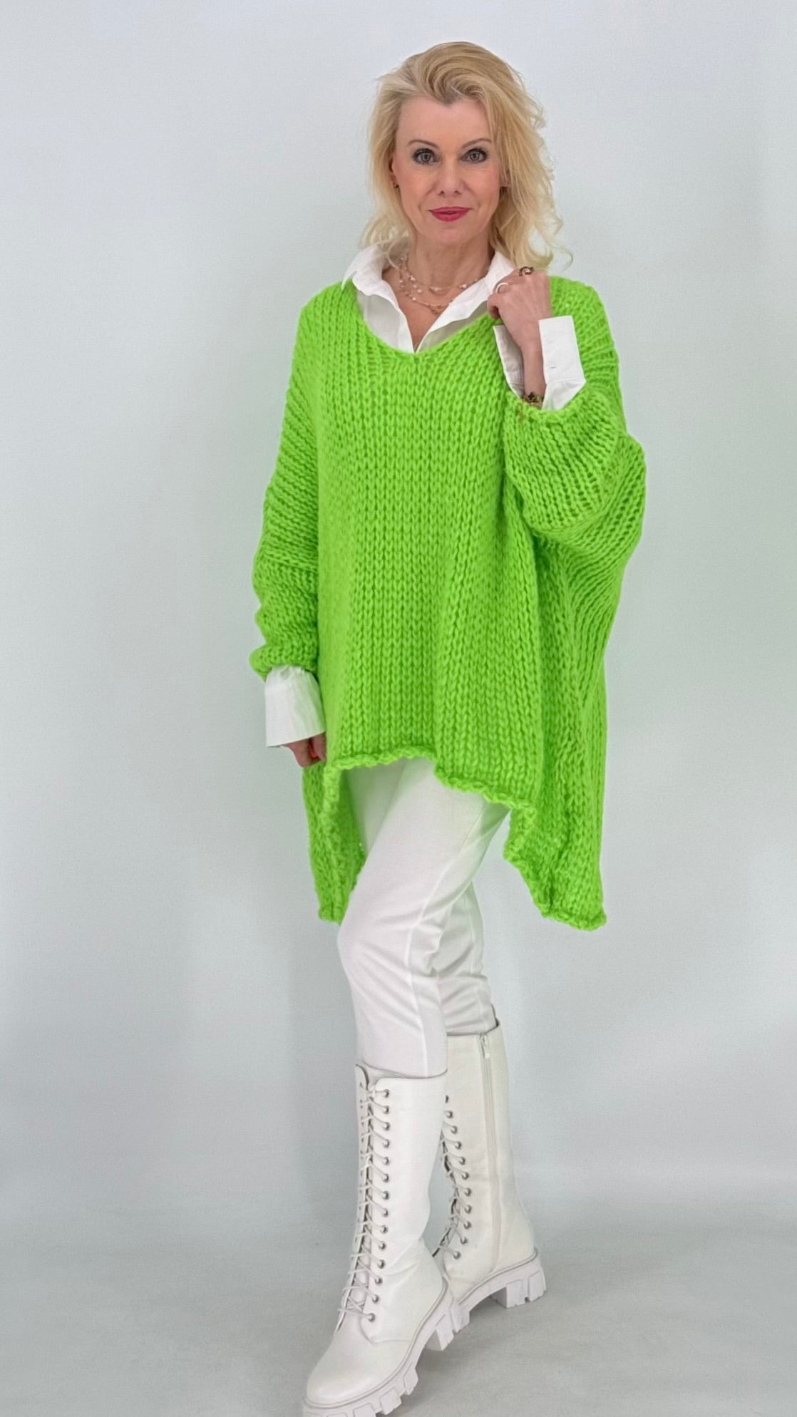 Pullover grobstrick, in blau, grün