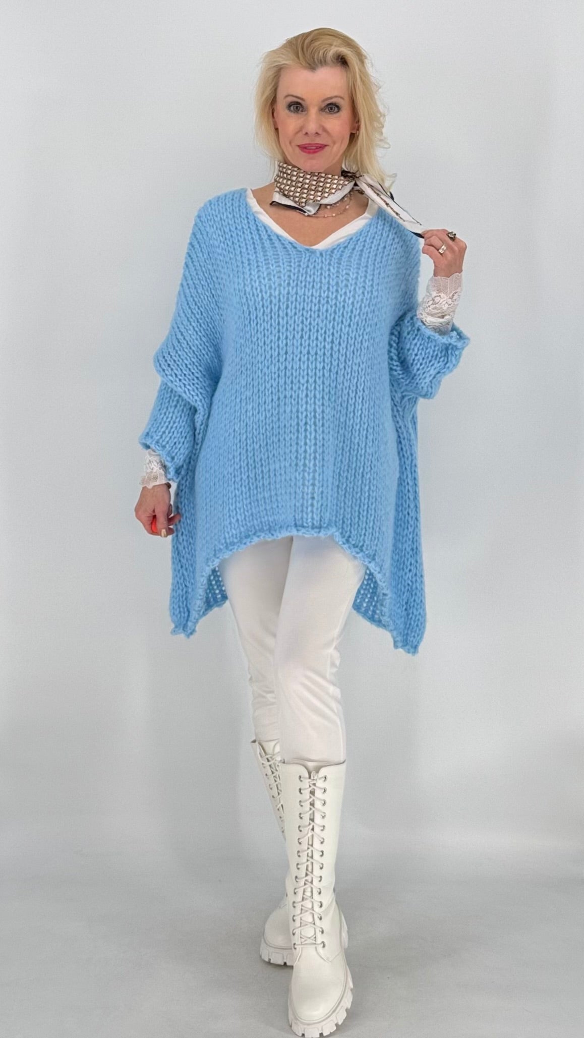 Pullover grobstrick, in blau, grün