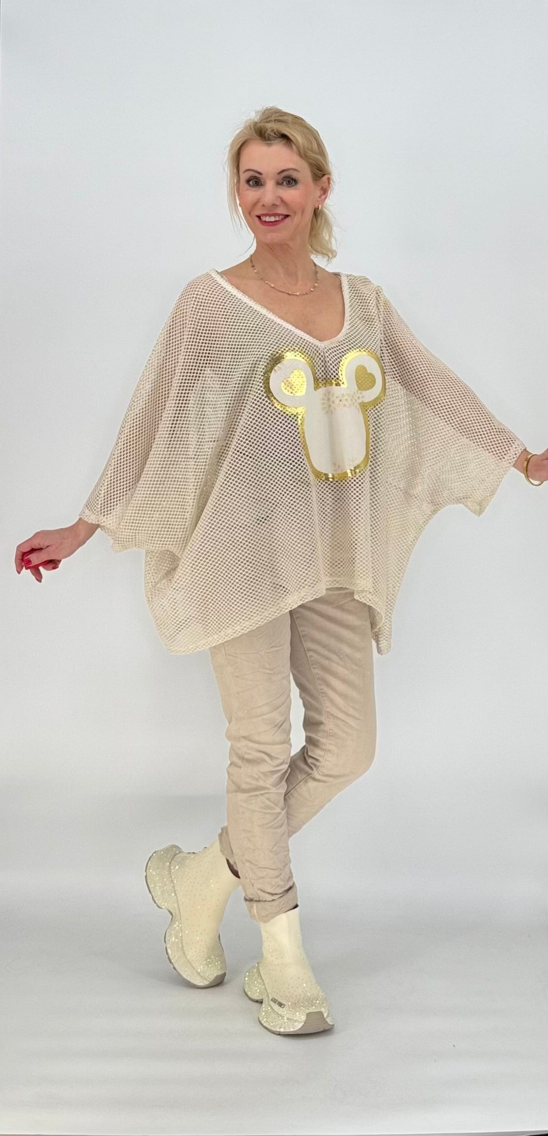 Netz Shirt mit Mickey Print