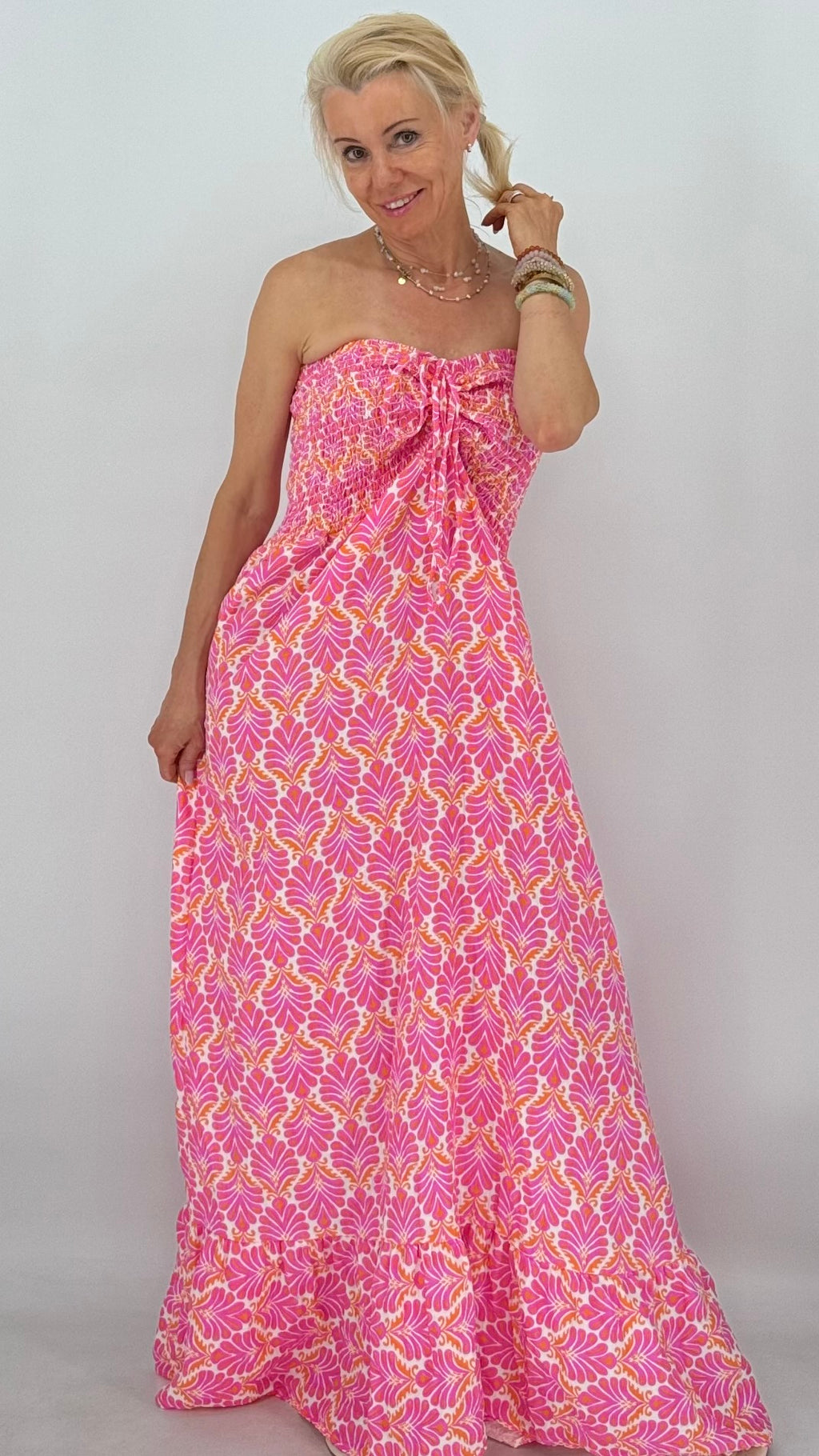 Betti Maxi, Sommer Kleid, in Pink/Orange