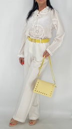 Bluse mit Stickerei, in Weiss, 100% Baumwolle - By Elena FashionBy Elena Fashion