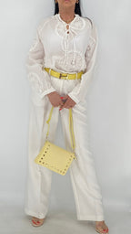 Bluse mit Stickerei, in Weiss, 100% Baumwolle - By Elena FashionBy Elena Fashion