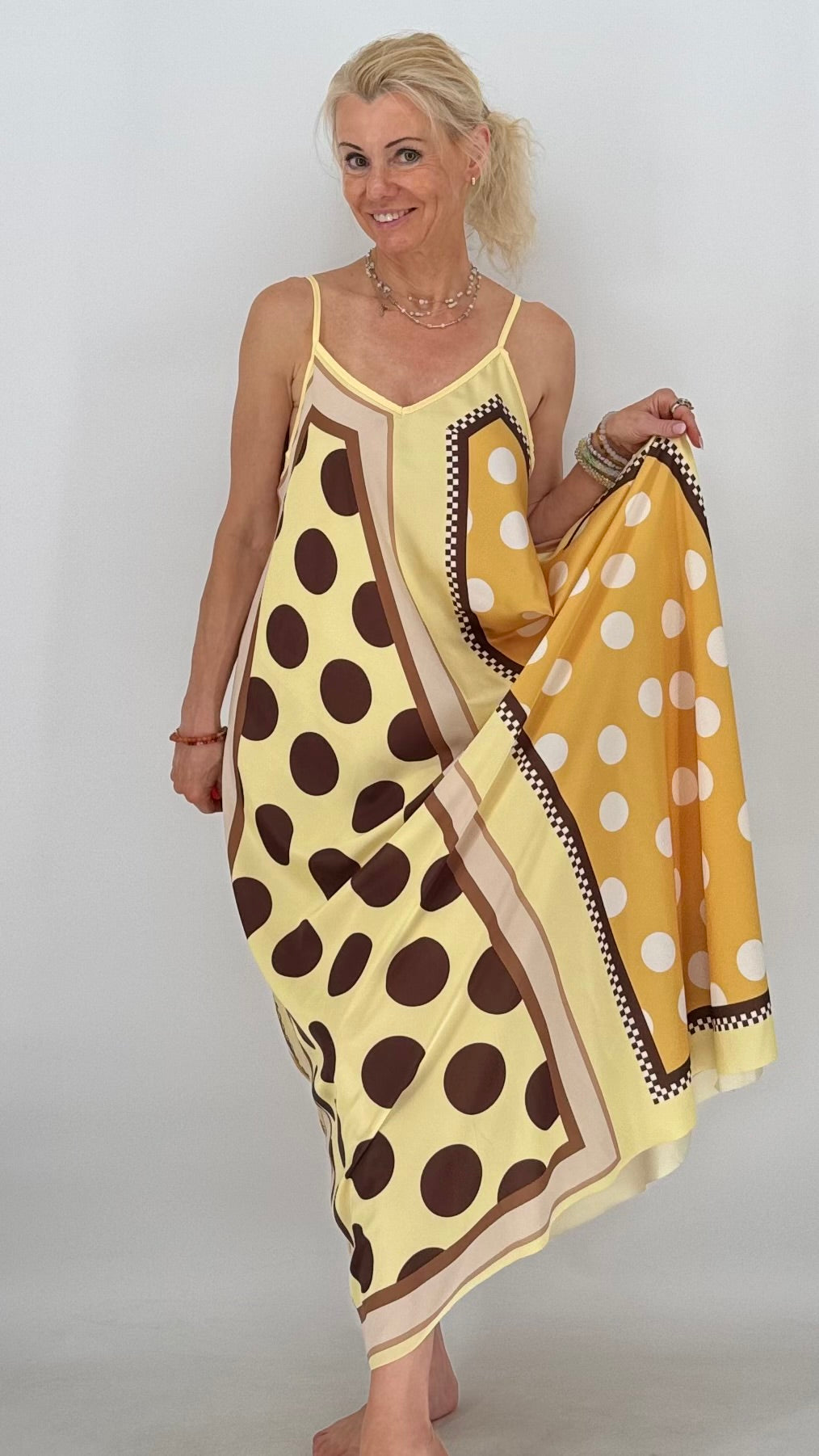 Lieblings Sommer-Kleid "Pretty Woman" in Olivgrün und Gelb