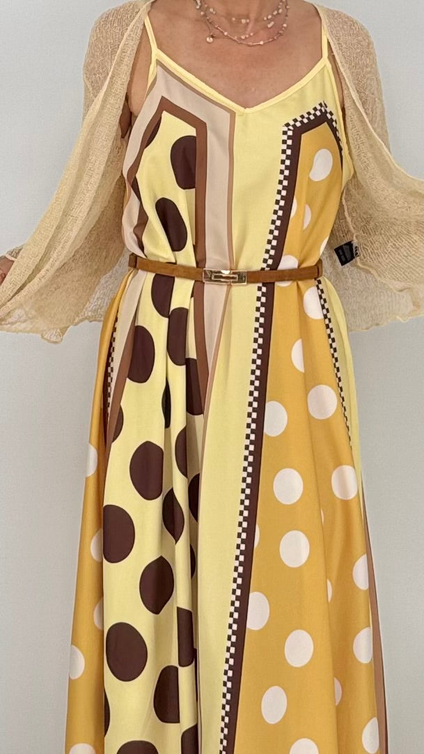 Lieblings Sommer-Kleid "Pretty Woman" in Olivgrün und Gelb
