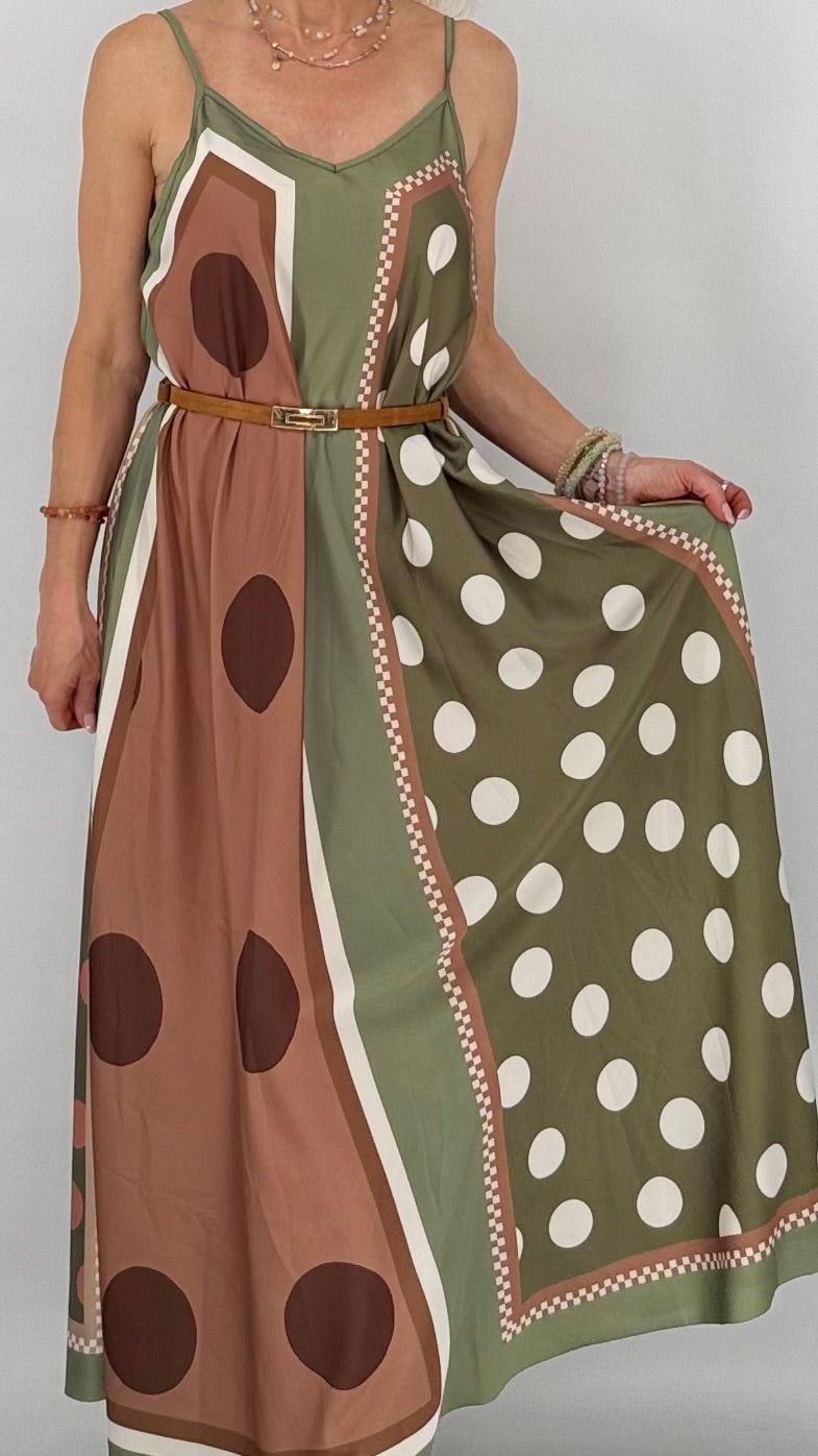 Lieblings Sommer-Kleid "Pretty Woman" in Olivgrün und Gelb