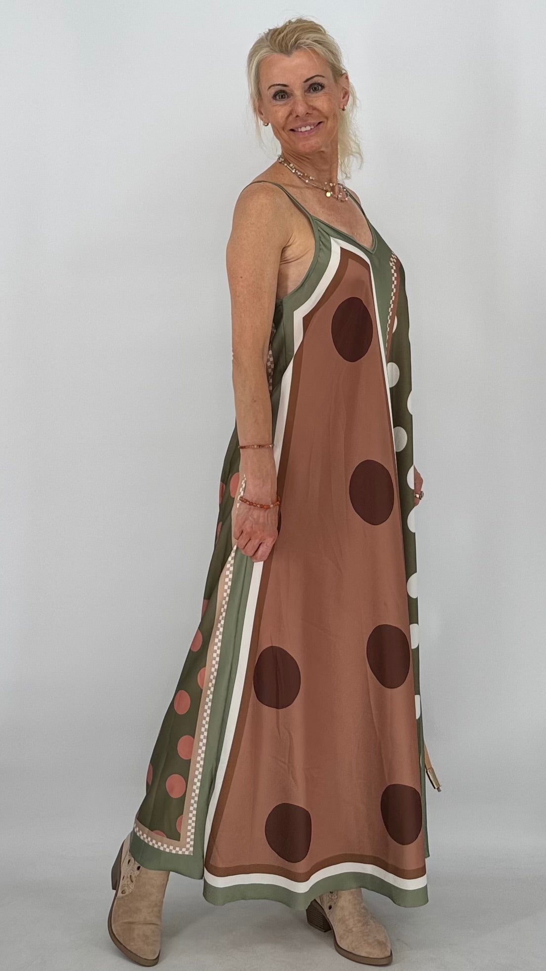 Lieblings Sommer-Kleid "Pretty Woman" in Olivgrün und Gelb