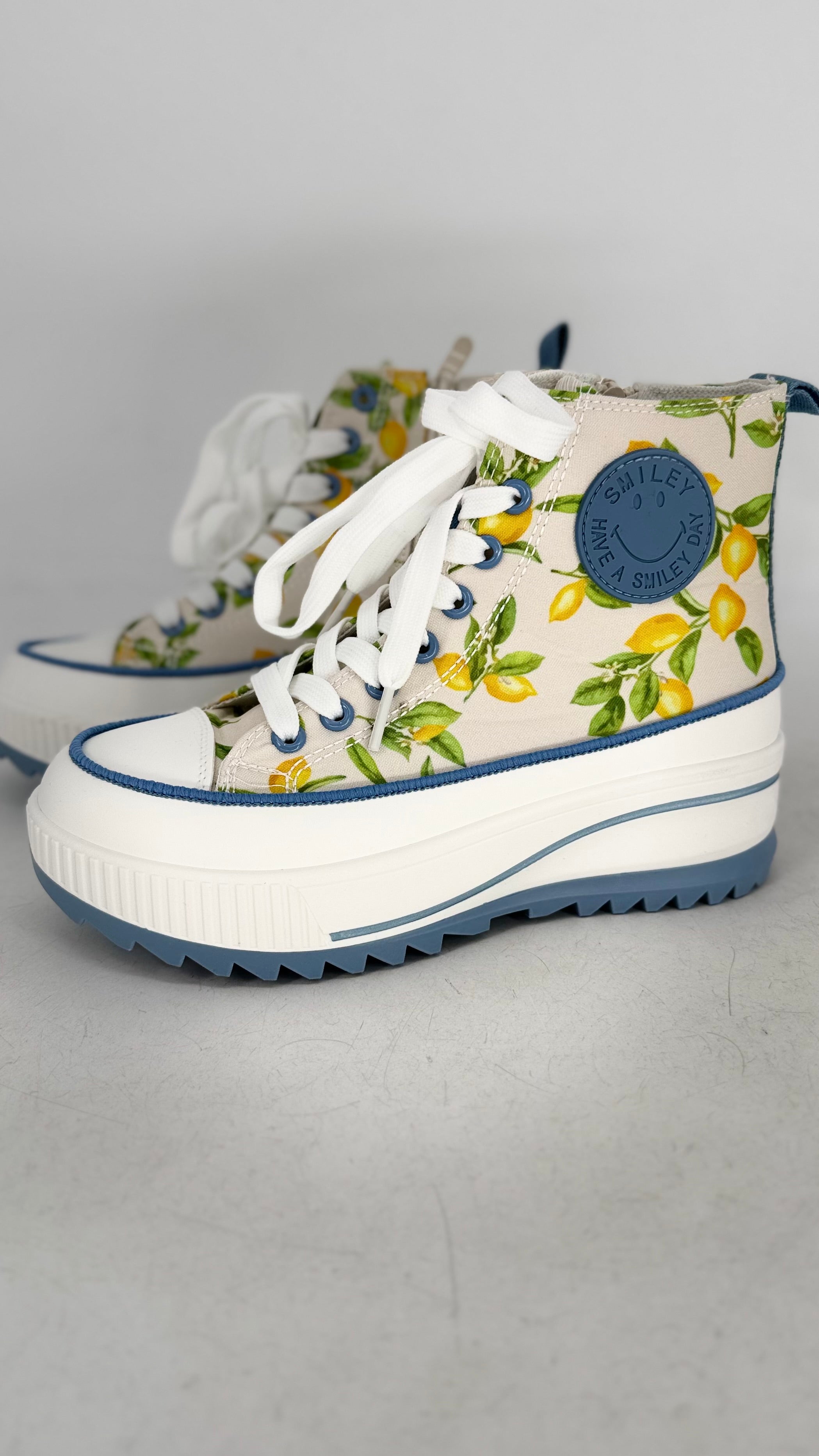 Sneaker mit Plateausohle, blau/gelb 680